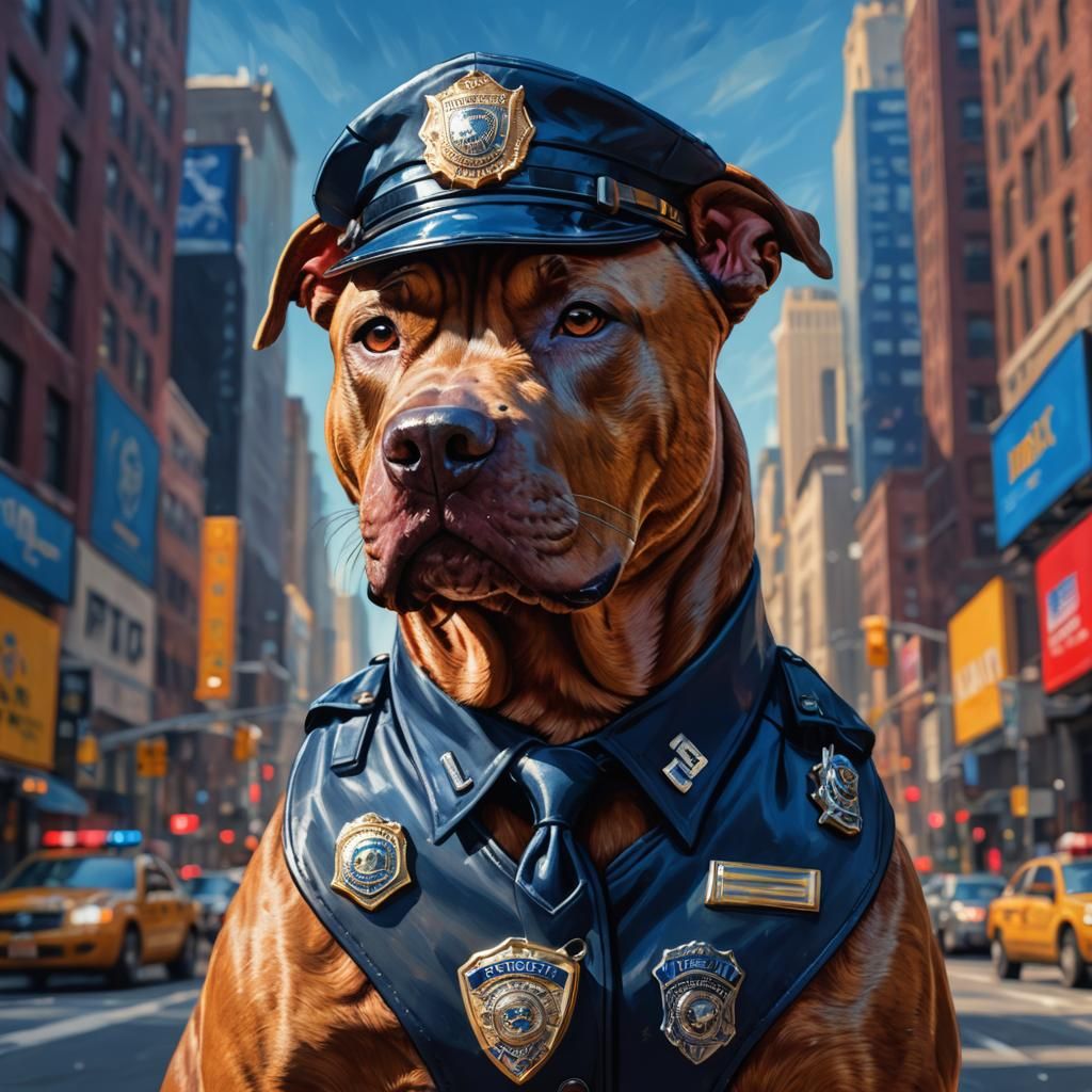 Patriotic Pitbull Police Officer