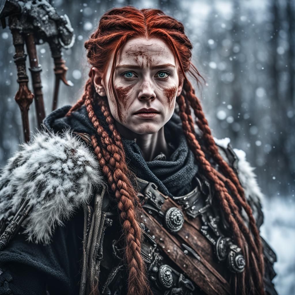 Viking Shield Maiden in Hyperrealistic Hyperdetail