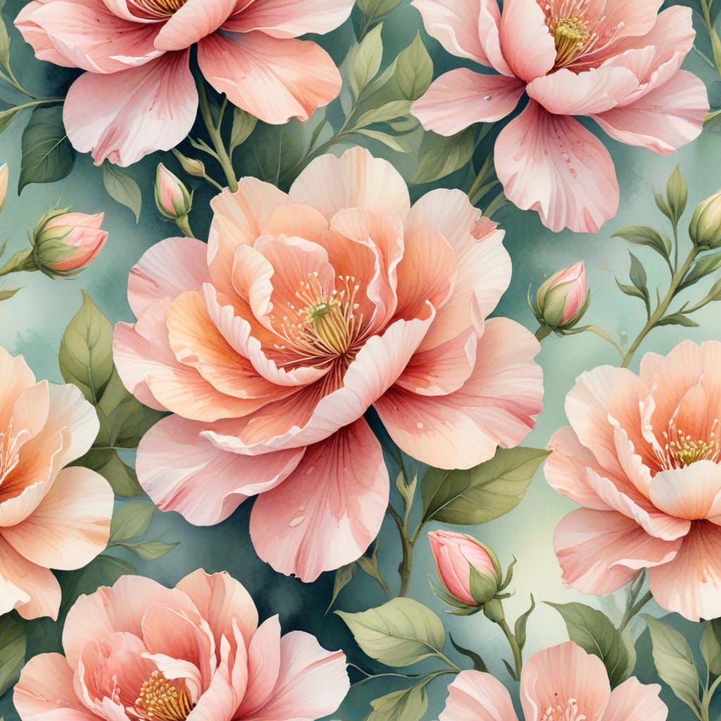 Botanical Illustration of Cordate Flowers in Watercolor