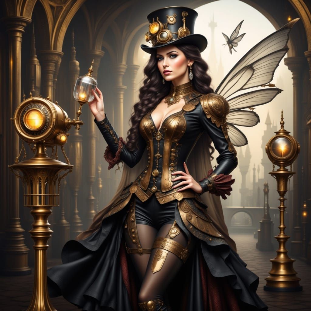 Steampunk Fairy with Mechanical Wings