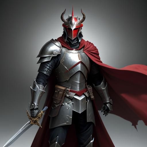 Robotic Knight with Torn Cape and Armor