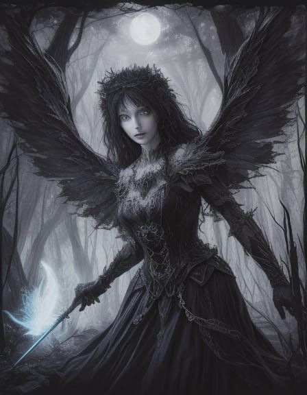 Ethereal Fairy Warrior in Moonlit Forest