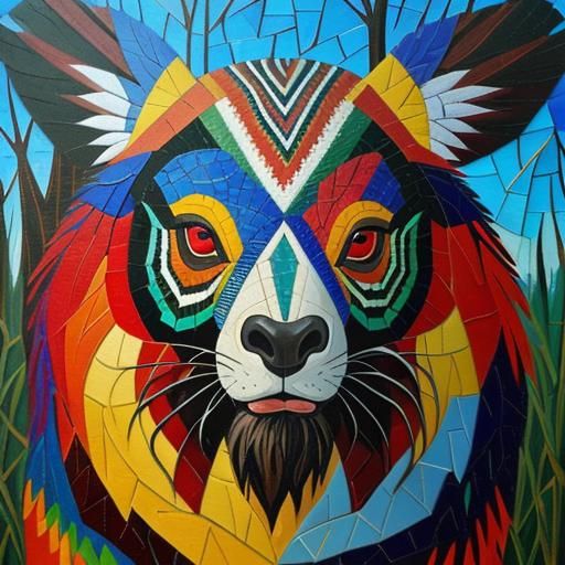 Vibrant Neo-Impressionist Oil Painting of an Aboriginal Crea...