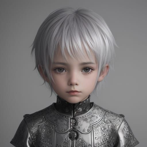 Dark Surreal Portrait of Silver-Haired Child