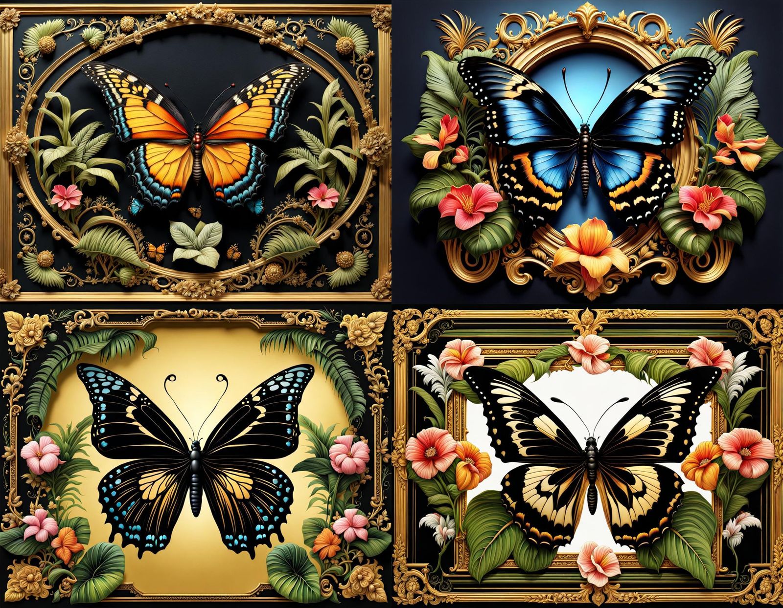 Surreal Baroque Butterfly in Opulent Tropical Landscape