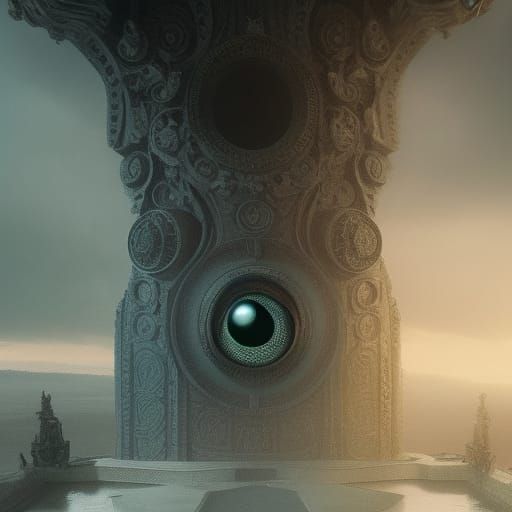 Epic Cinematic Bottle of Eyes in Maximalist Digital Style