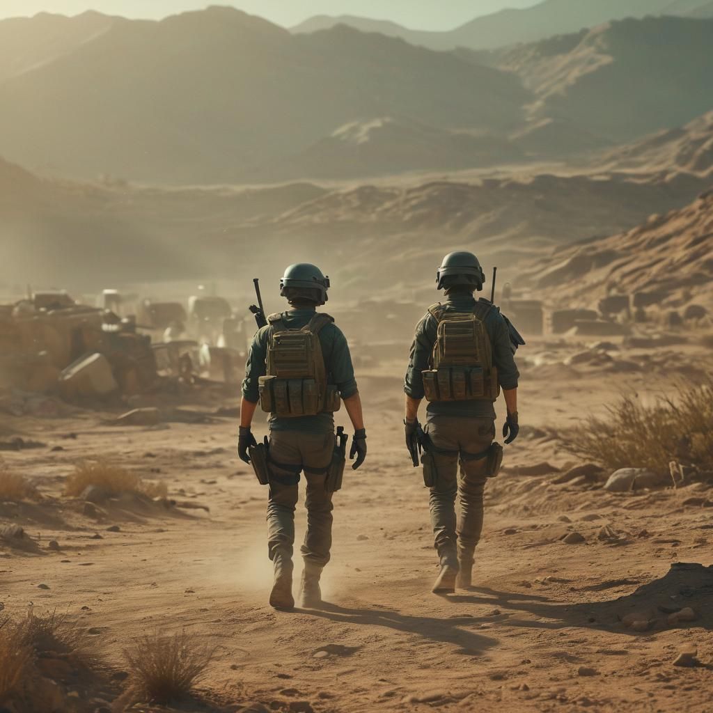 Epic PUBG Soldier Battle in a Desert Landscape