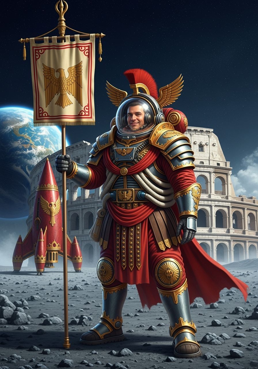 Roman Astronaut on the Moon in Photorealistic Style