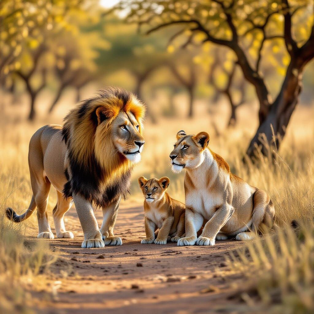 Lion Family Shadow: A Photographic Masterpiece