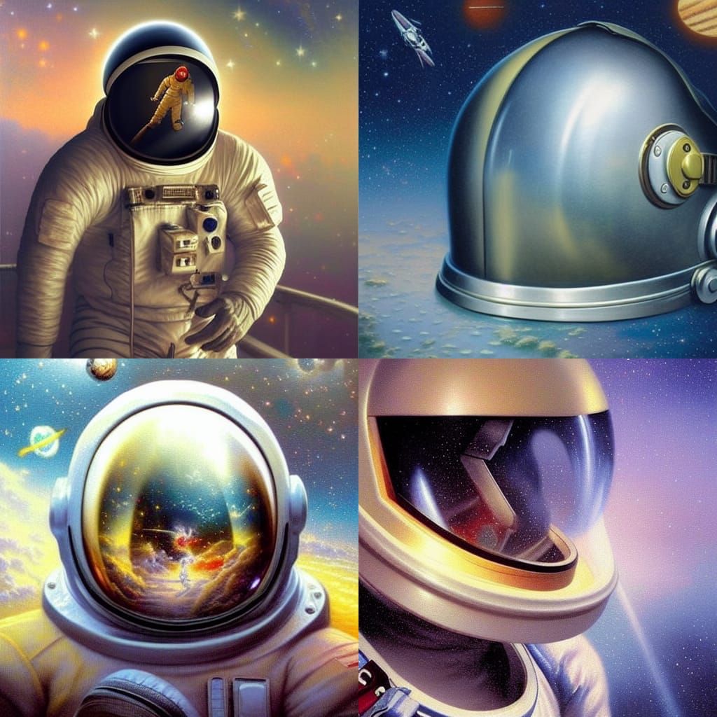 Astronaut in Ethereal Fantasy Helmet