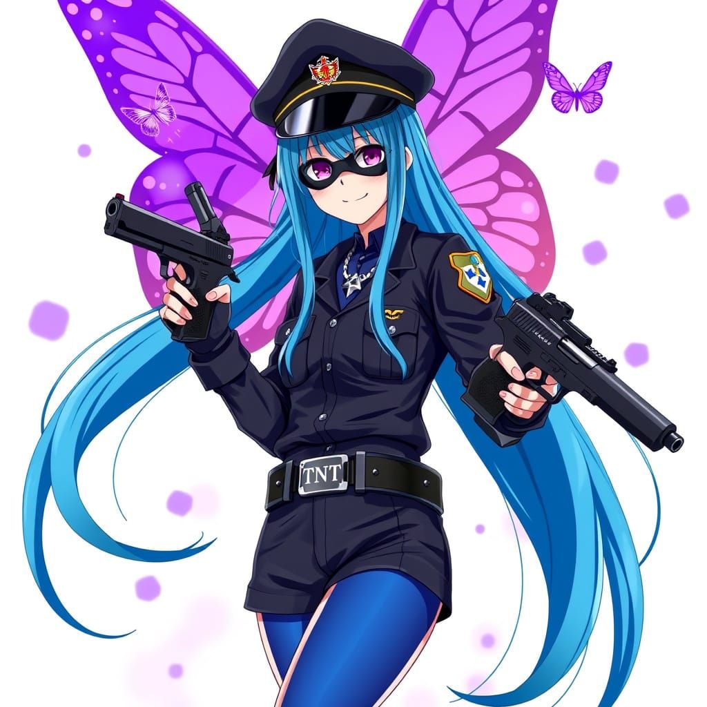 Anime Girl Enchanted by Mystic Purple Butterfly