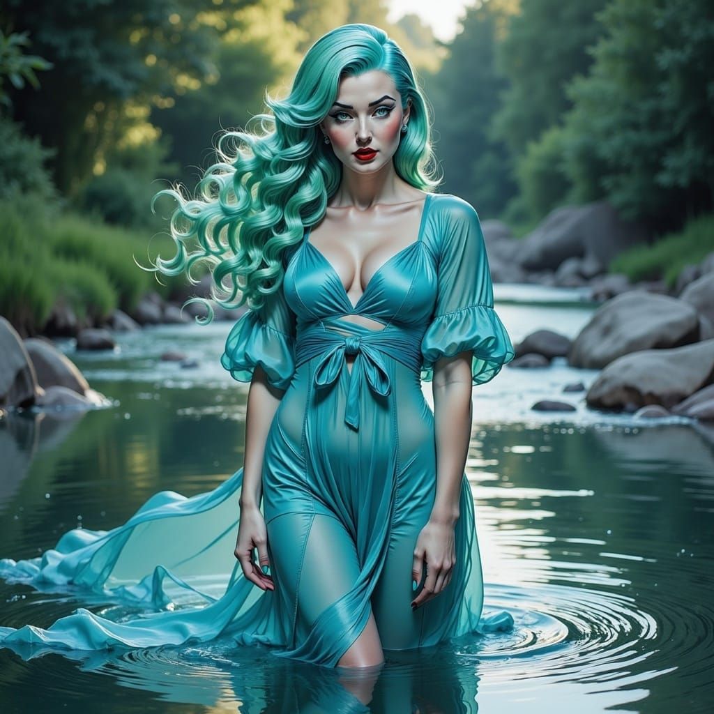 Serenely Controlling the Water's Flow in 4K Anime Style