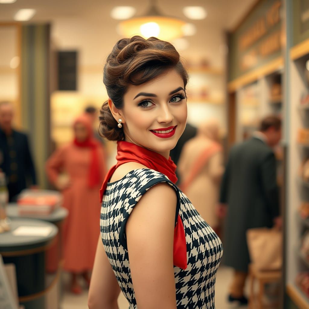Elegant Woman in 1960s Fashion, Vintage Portrait