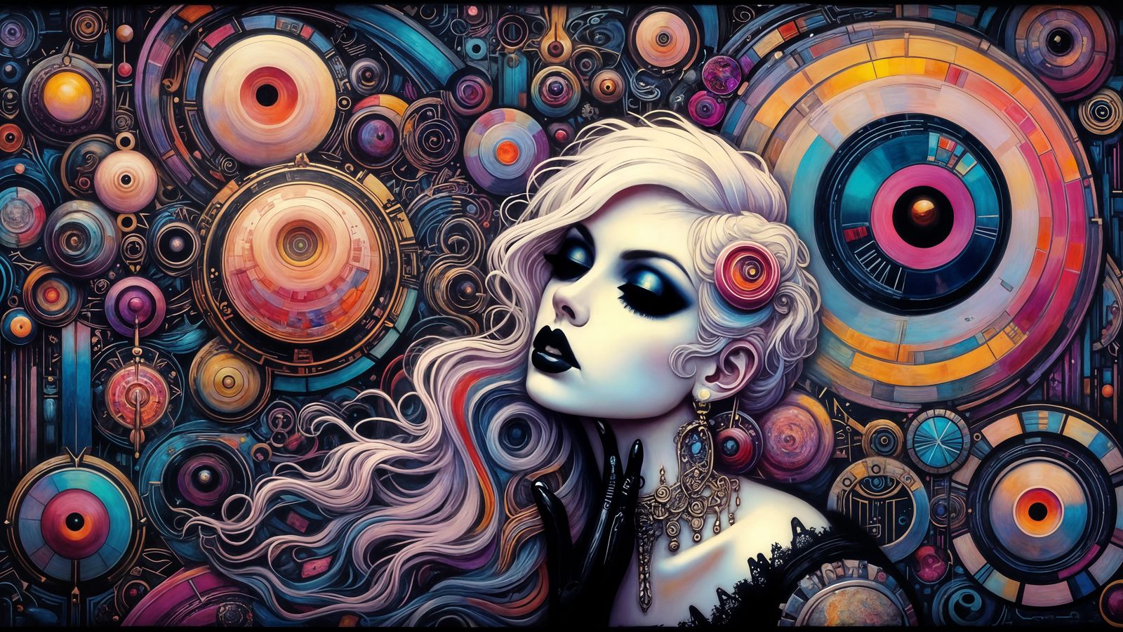 Abstract Dreamscape with Floating Shapes in Romantic Goth St...