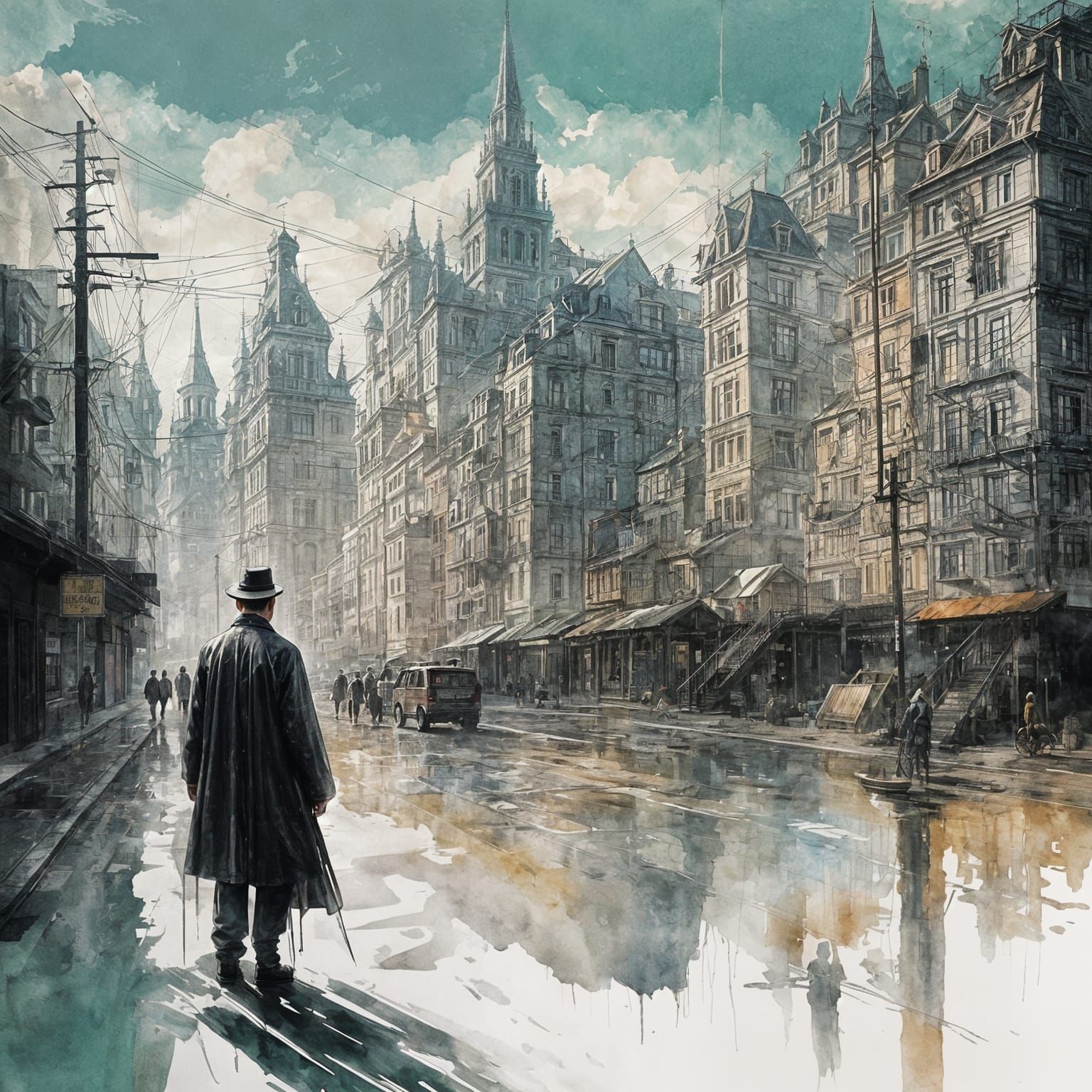 Ethereal Double Exposure Masterpiece in Impressionist Gouach...