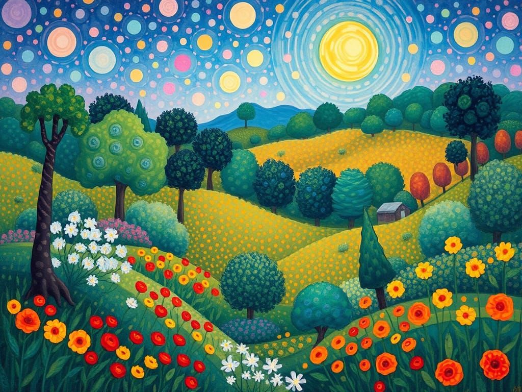 Vibrant Neo-Impressionist Garden Scene