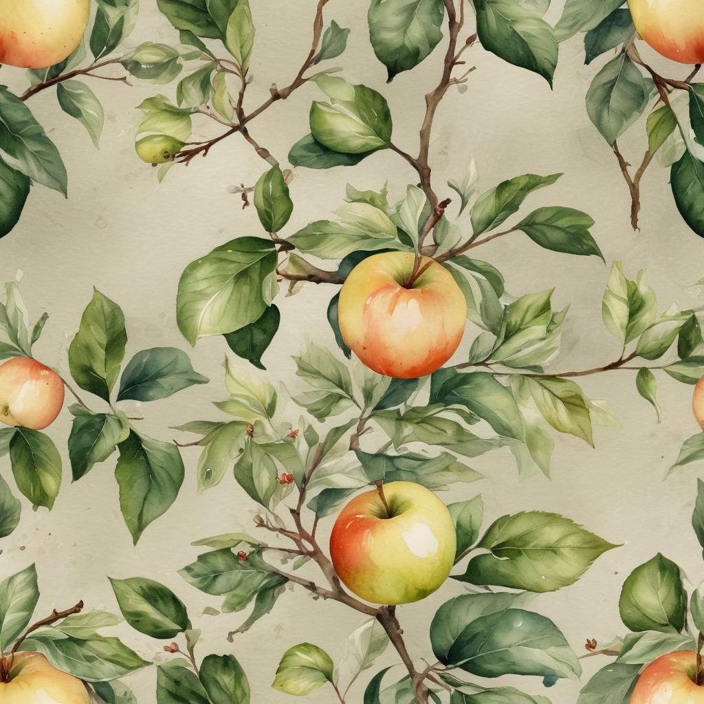 Delicate Watercolor Apple in Bloom