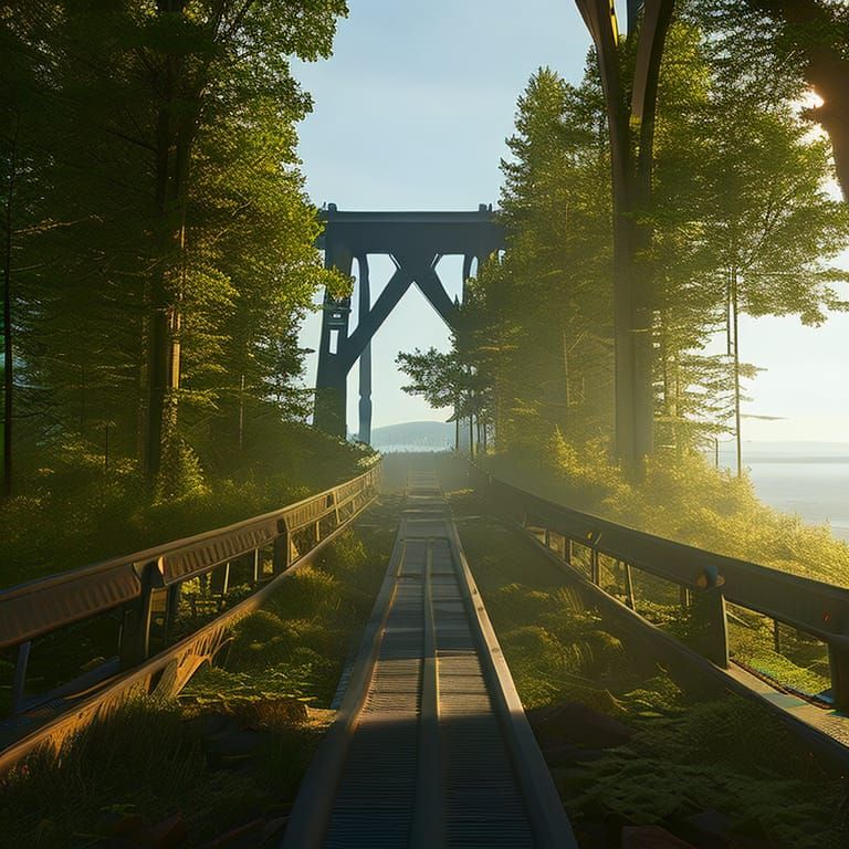 Epic Post-Apocalyptic Bridge in 8K 3D Game Cinematic Style