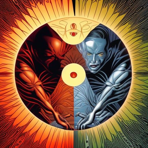 Shadow Self Duality in Comic Book Art Style