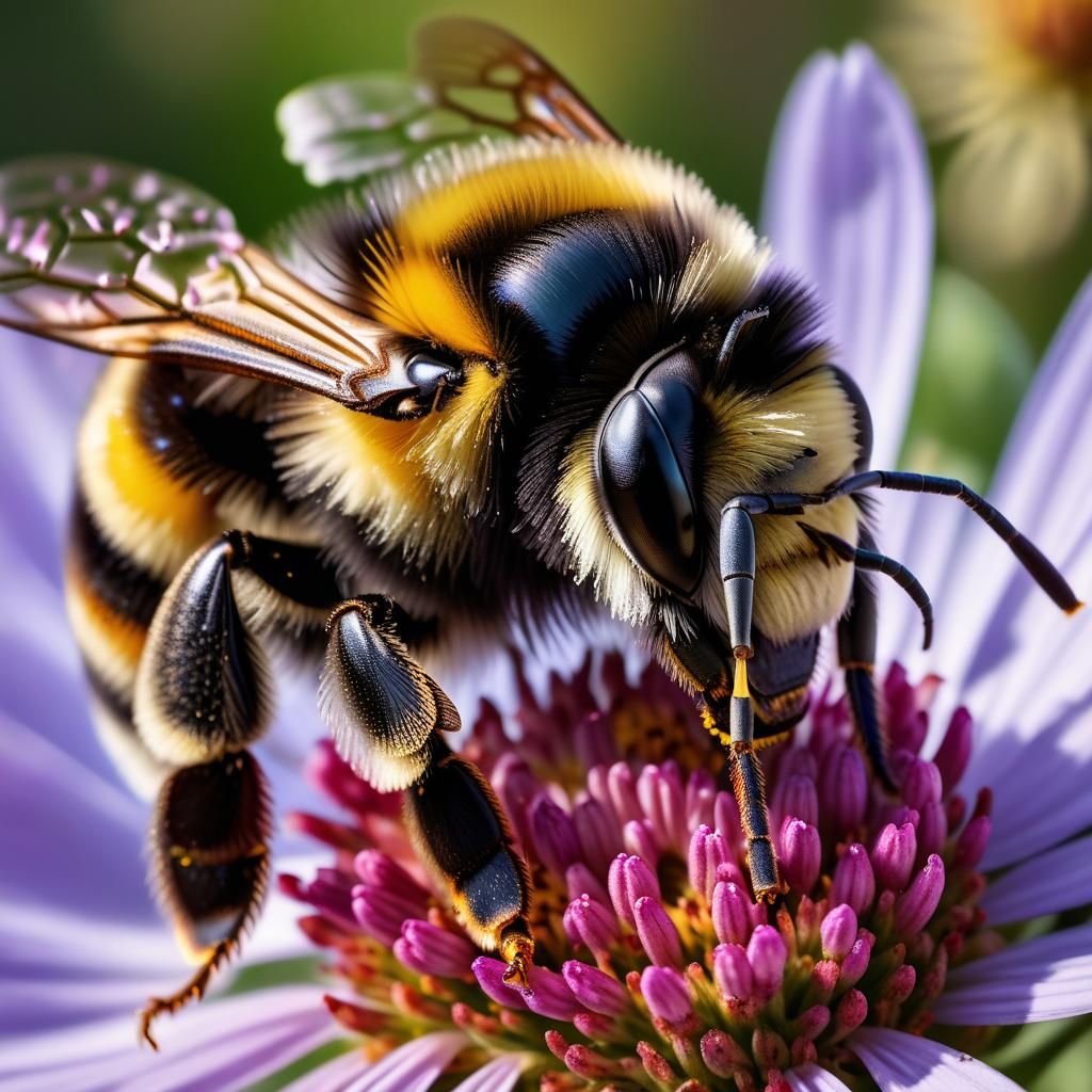 Bumblebee amidst Vibrant Floral Surroundings