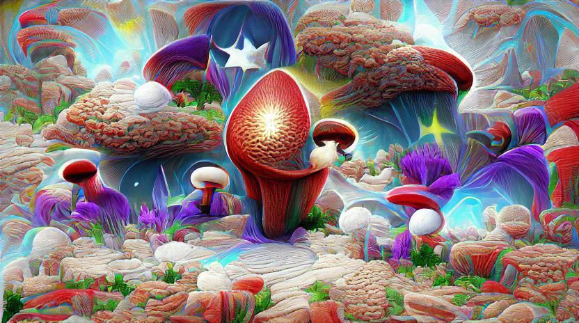 Majestic Celestial Mushroom in 8K 3D Digital Art