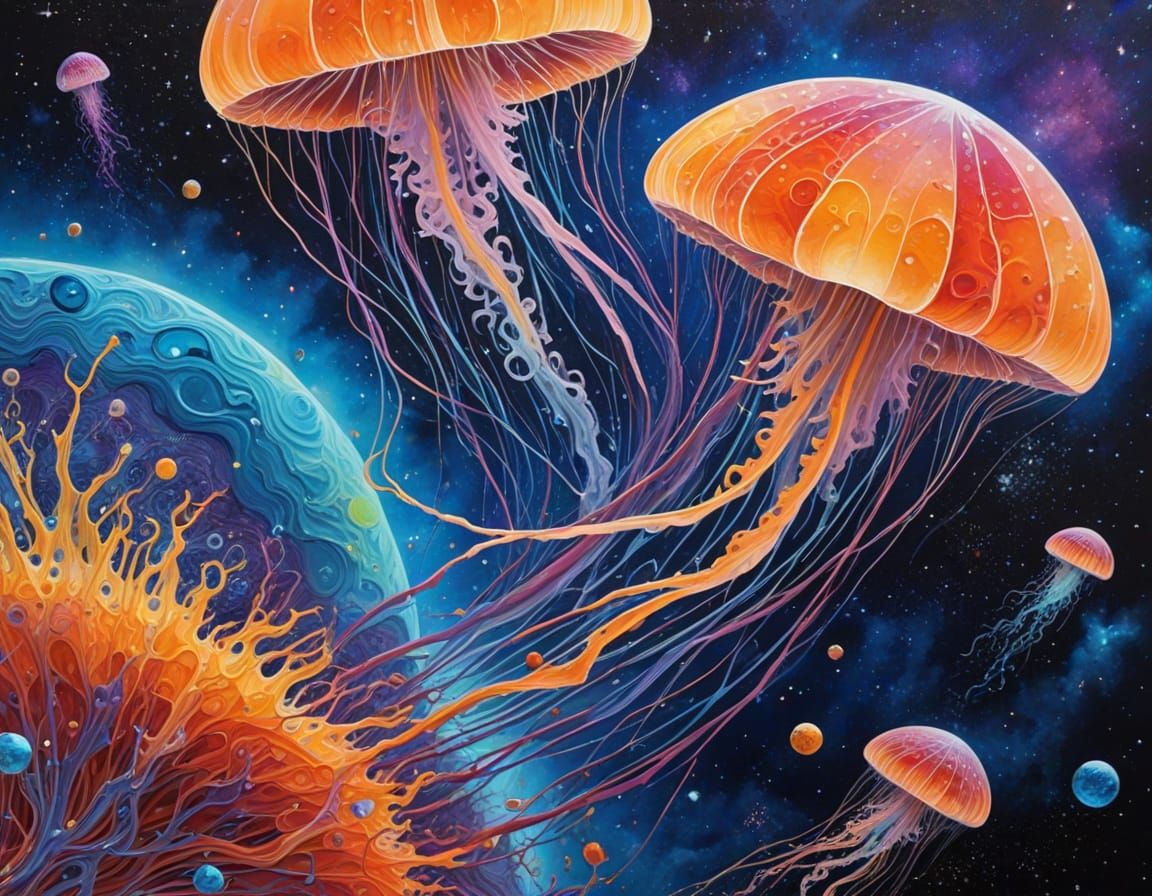 Vibrant Cosmic Journey through Shattered Crystal Clouds