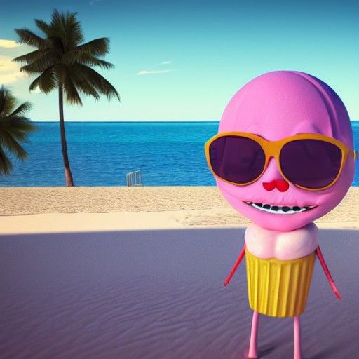 Beachside Icecream Character in Cool Shades