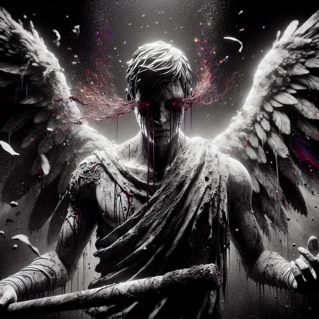 A Fallen Angel in Despair, Shattered and Tearful