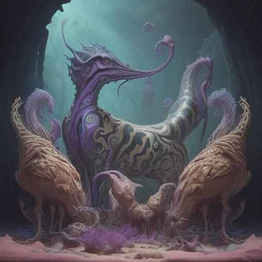 Surreal Oil Painting: Dreamlike Animals in Vibrant Morning L...