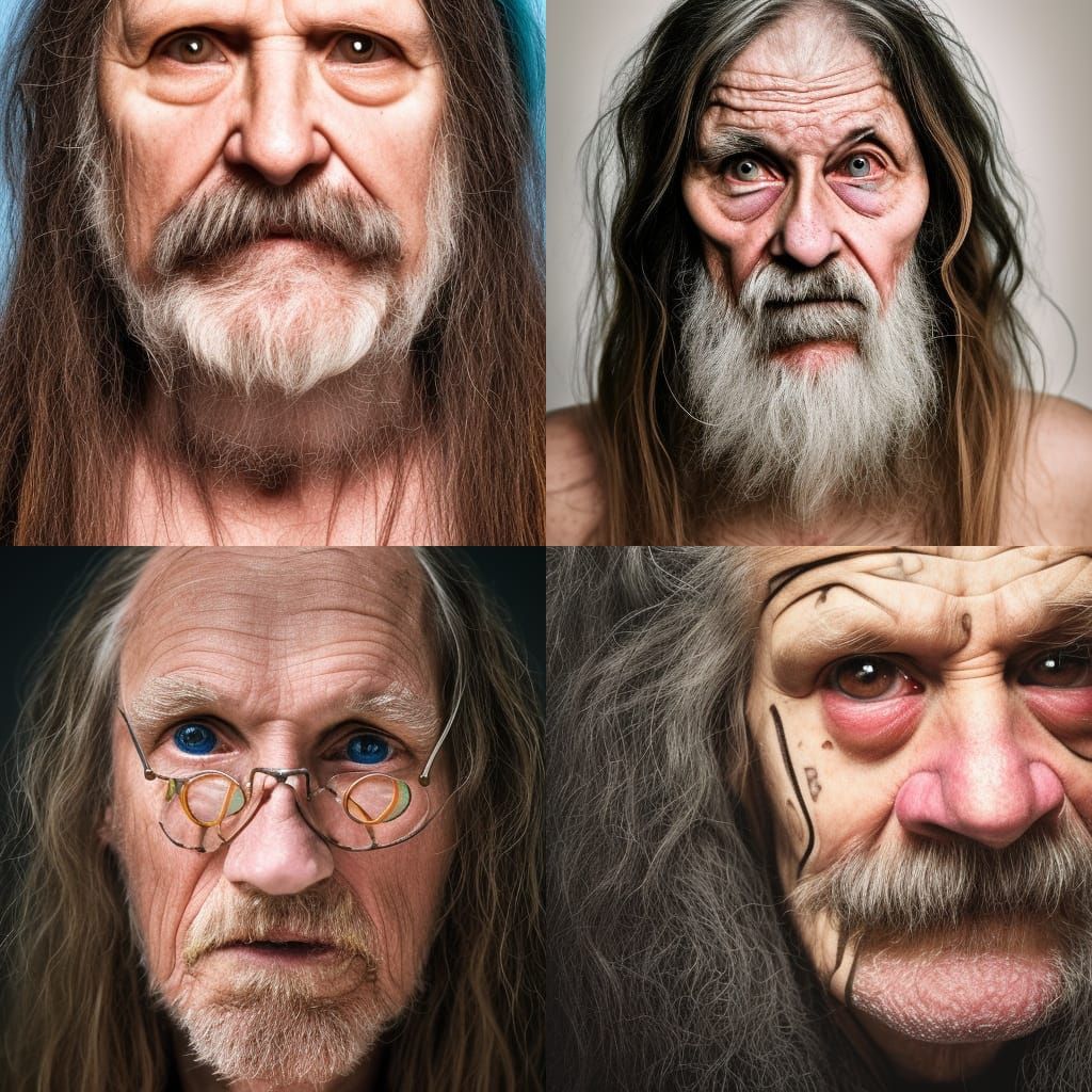 Creepy Old Man in Close-Up Portrait