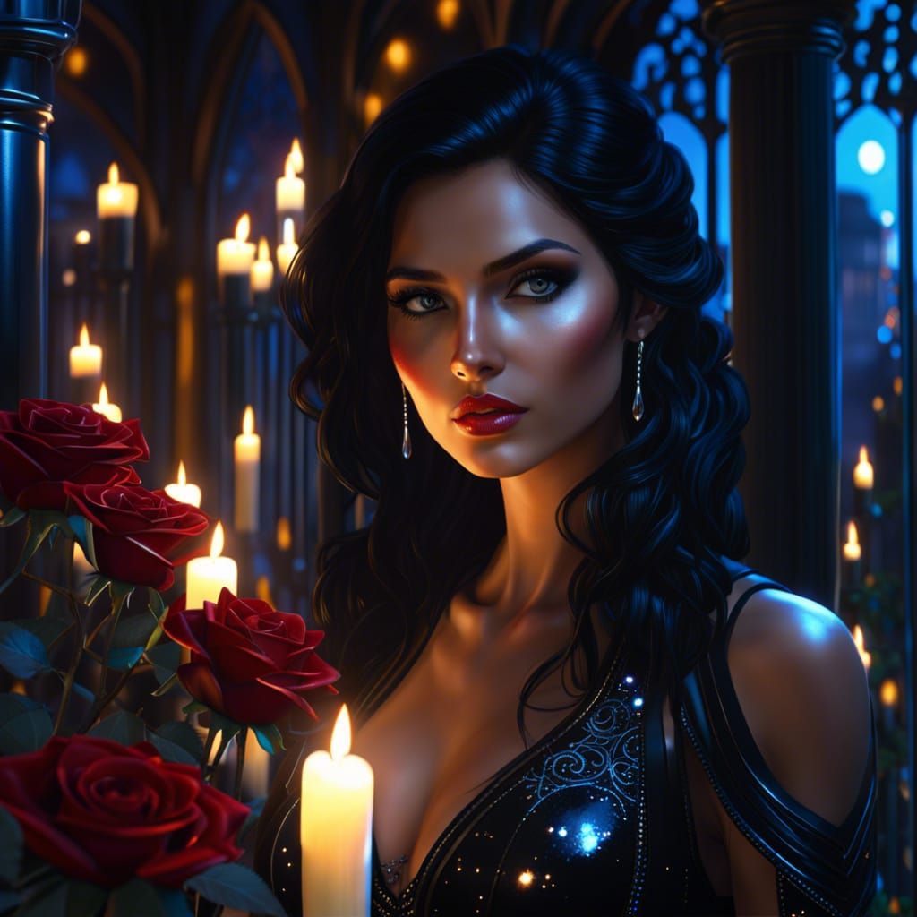 Gothic Italian Beauty Adorns the Evening Terrace