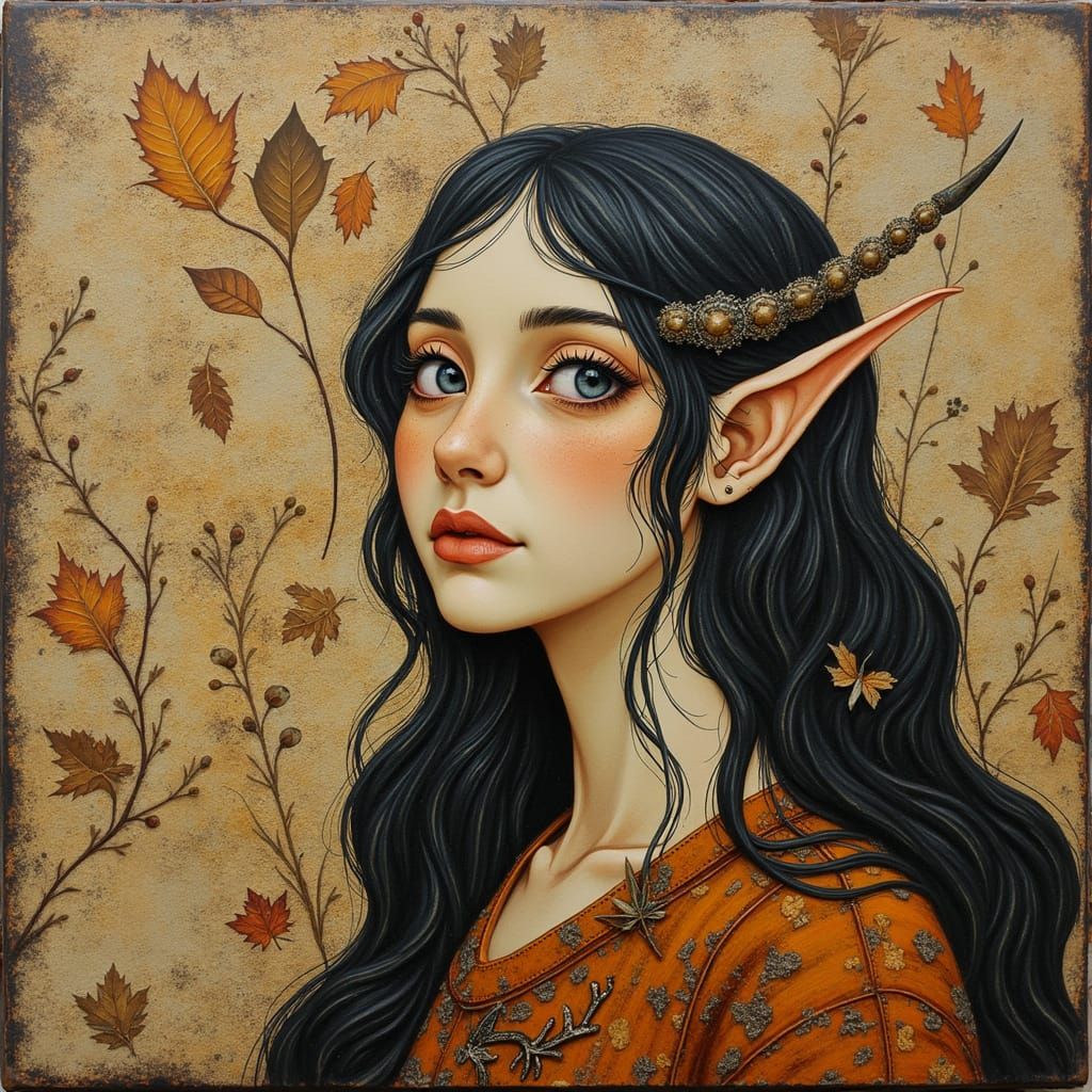 Charming Wood Elf in Wabisabi Style Armor