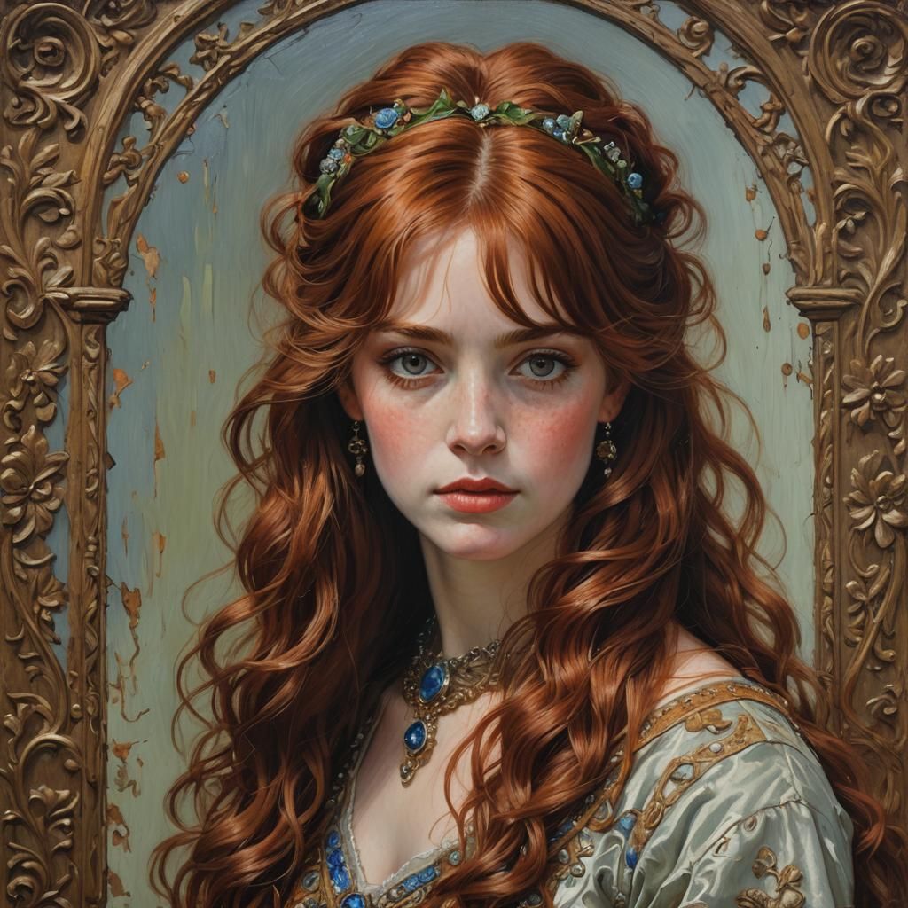 Masterful Oil Portrait of a Woman with Auburn Hair