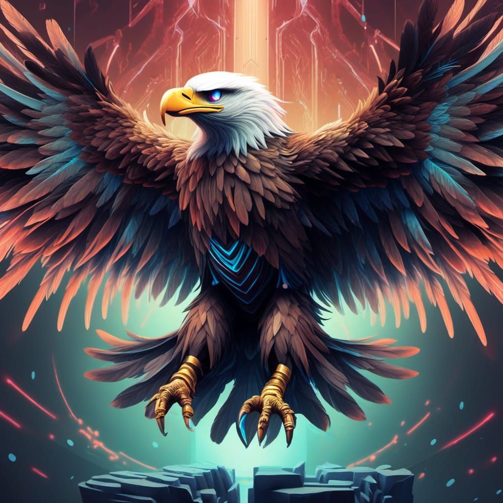Cyberpunk Eagle in Xray Art