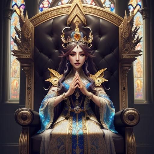 Majestic Fairy High Priest in Opulent Throne Room