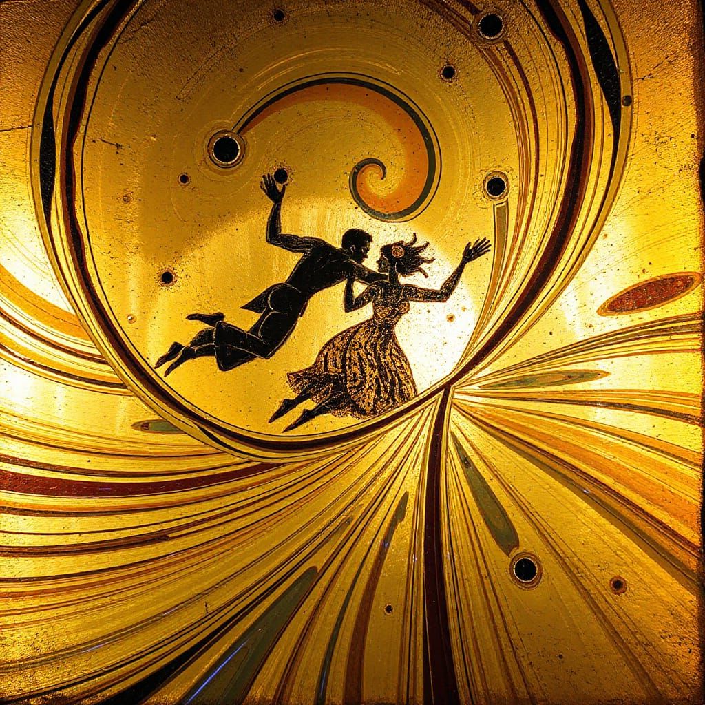 Klimt-esque Lovers in Psychedelic Fresco Mural