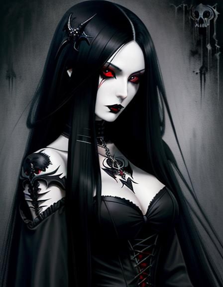 Gothic Vampire Maiden in Dark Art Style