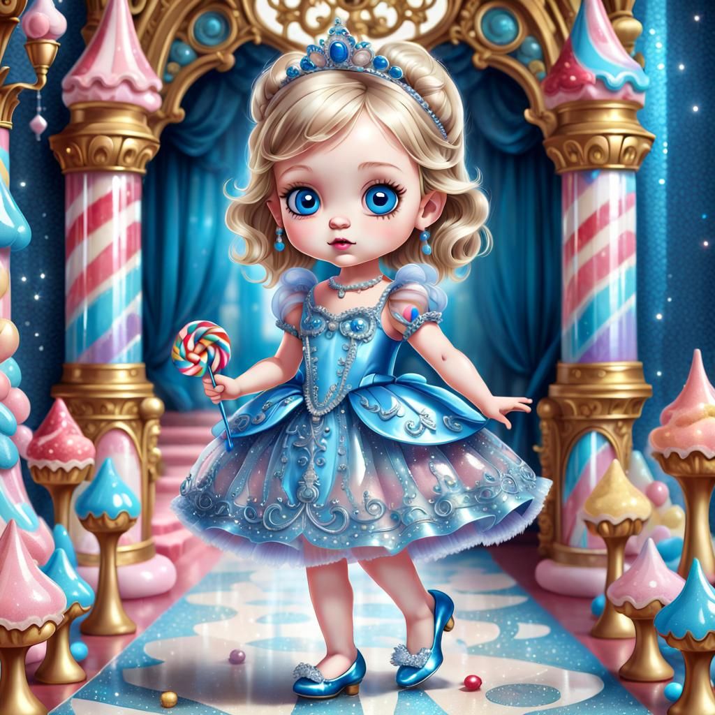 Cute Chibi Princess in Whimsical Candyland Palace