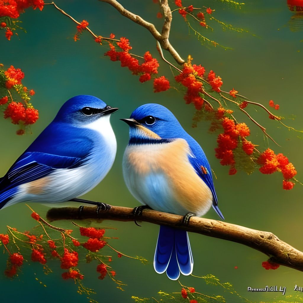 Colorful Eastern Bluebirds in a Sunny Earthy Landscape