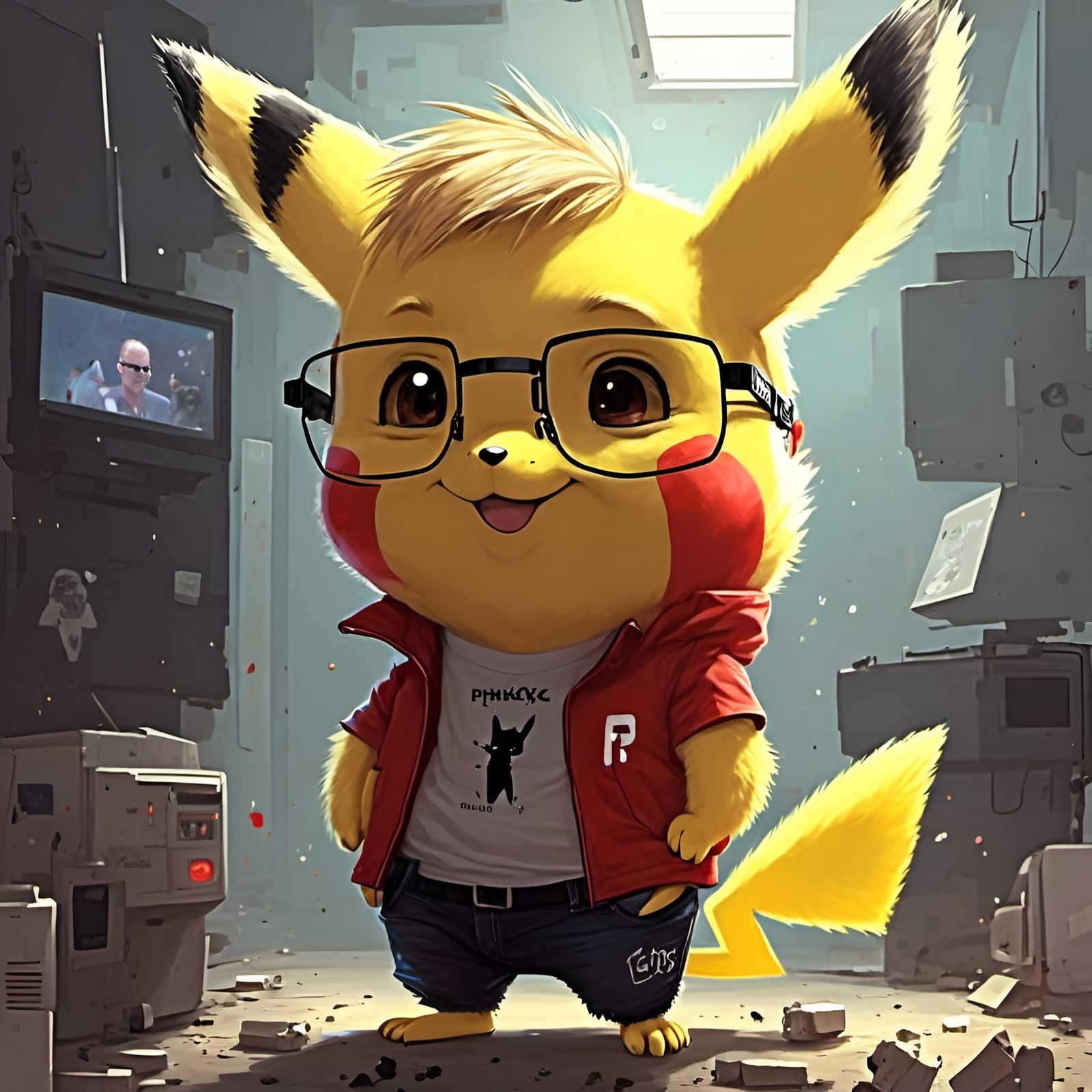 Chibi Pikachu in Vibrant Realistic Style