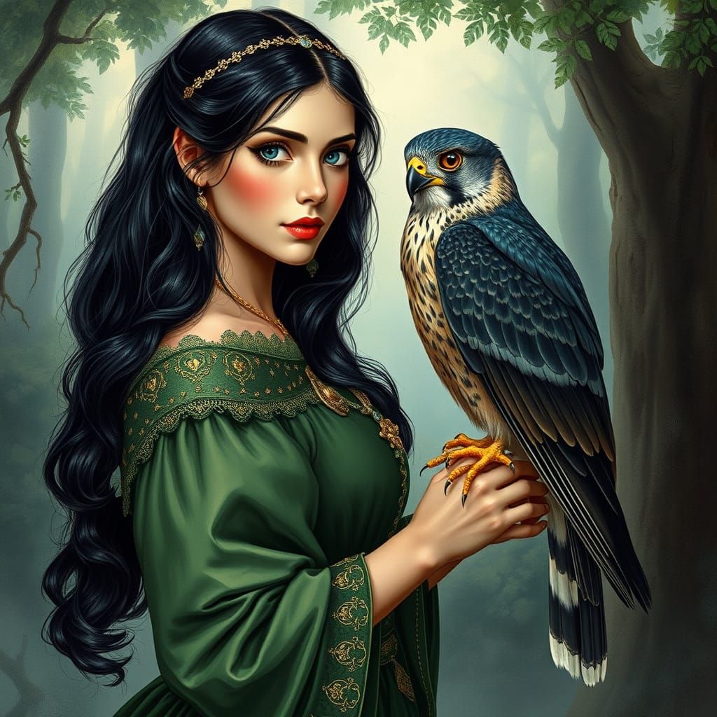 Mysterious Forest Princess in Regal Green Velvet