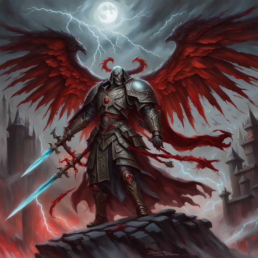 Celestial Paladin Triumphs Over Dark Forces in Mystic Castle