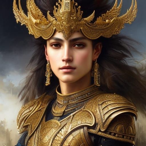 Surreal Warrior Prince in Golden Armor