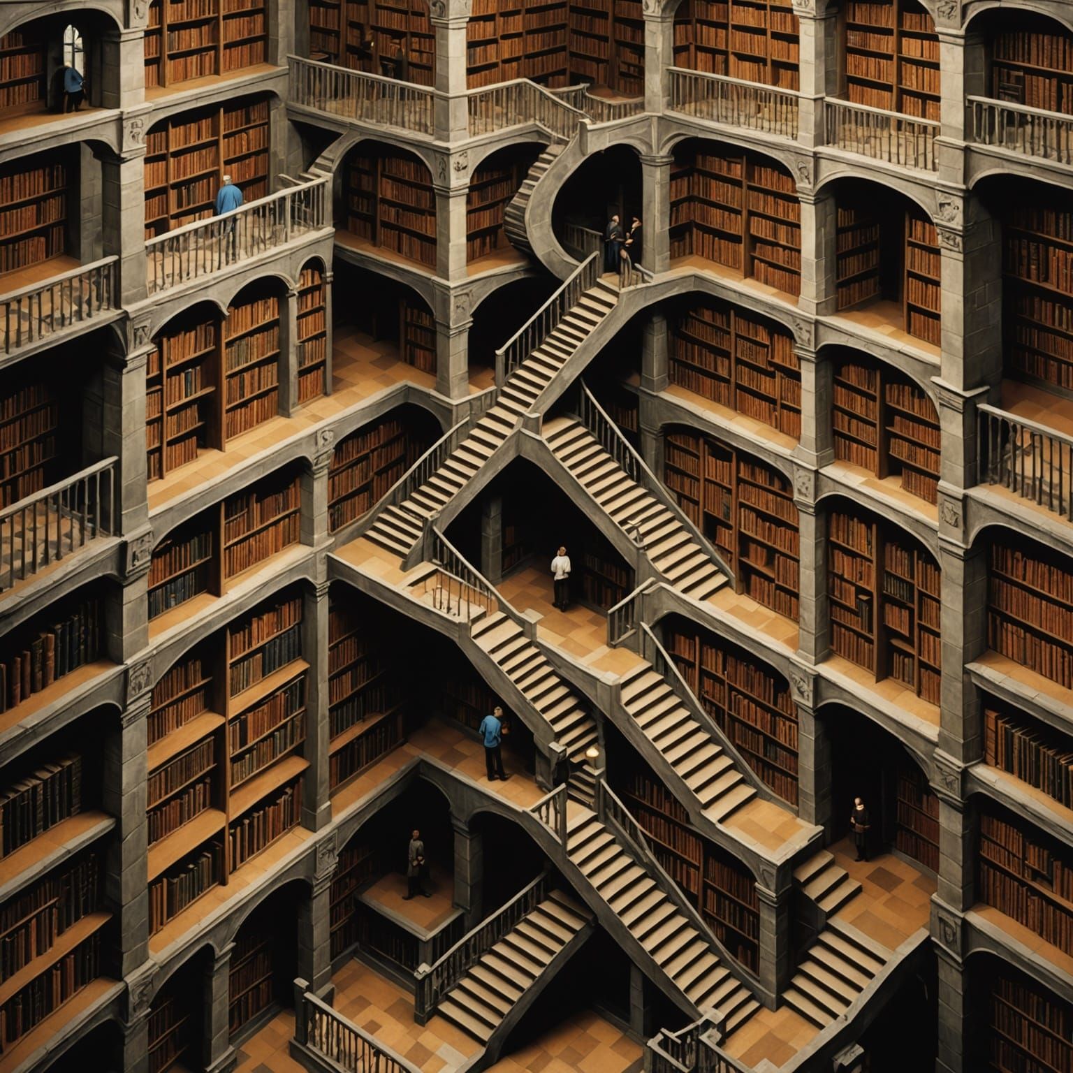 Escher-Inspired Medieval Maze Library
