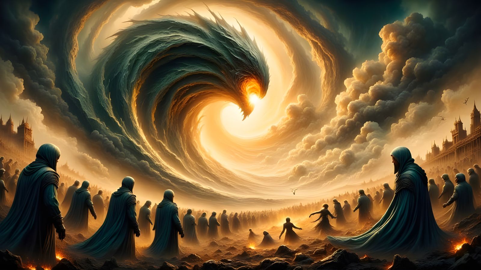 Dramatic Apocalypse in Golden Light: Rapture and Chaos Unfol...