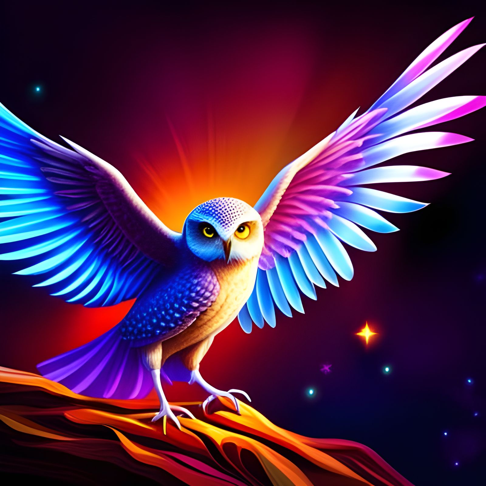 Glittering Owl: A Magical Fantasy Illustration