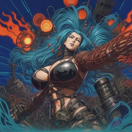 Lady Death, The cursed beauty of hell. Illustration Masterclass :Katsuya Terada. sling hot bikinis.Hing Atompunk, Cables...