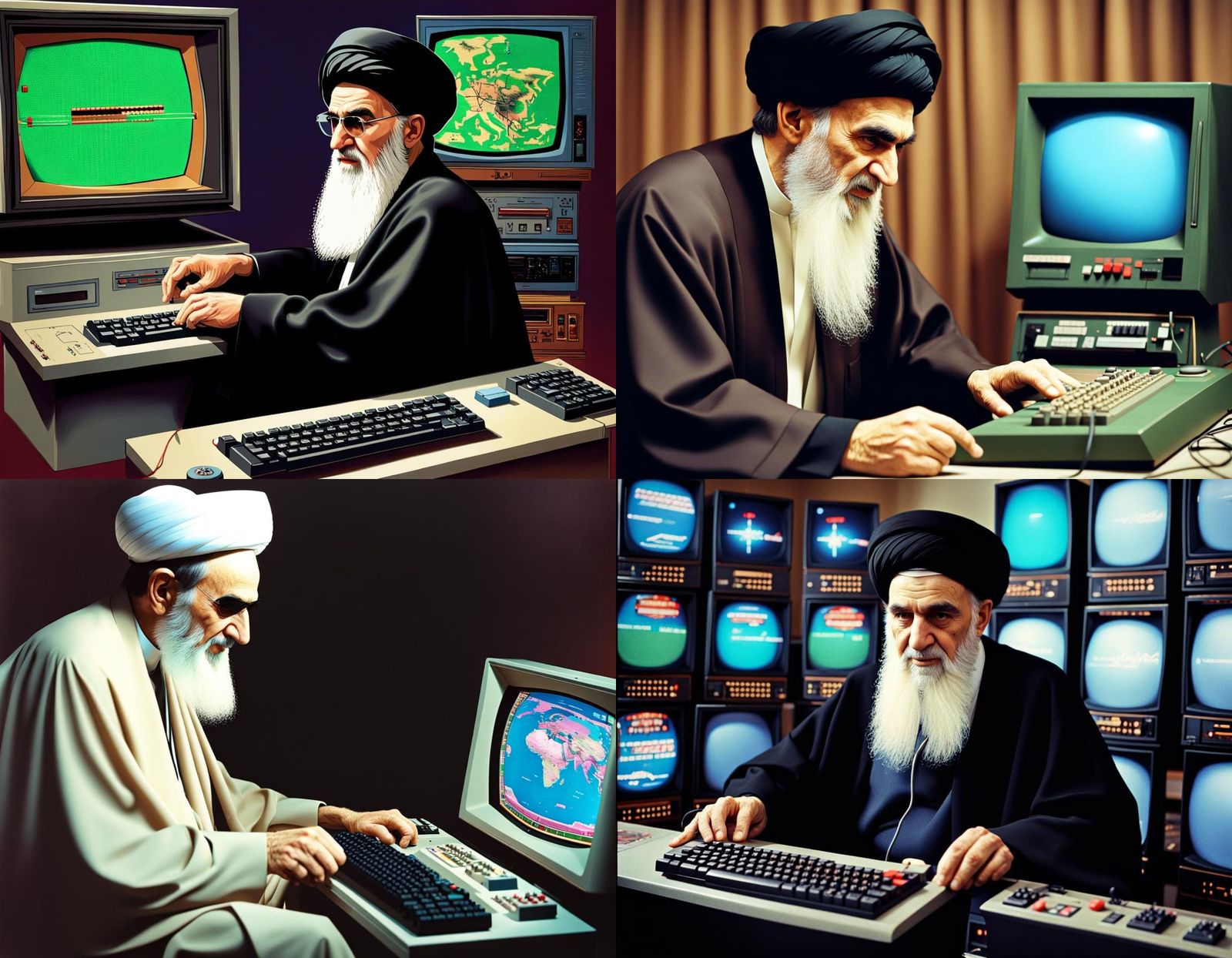 Iran's Former Leader Ayatollah Khomeini Engaged in Retro Gam...