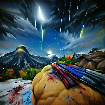 Aurora Cosmic Dreams: Meteor Shower Above the Mountains