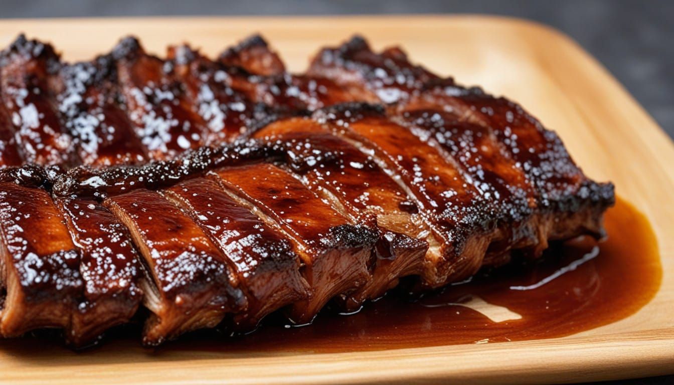 Succulent Barbecue Ribs in a Vibrant Gourmet Style